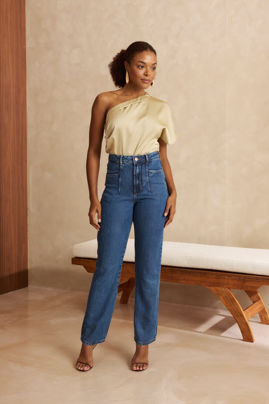 dz21583 sen calca jeans feminina reta tradicional cintura alta frente 3