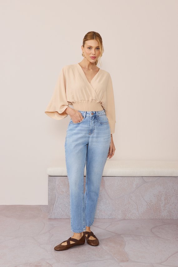 Calça Jeans Feminina Mom Cigarrete Cintura Alta - DZ21604