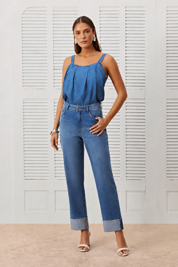 Calça Feminina Atenas Reta Cintura Alta Tradicional - IDX20399