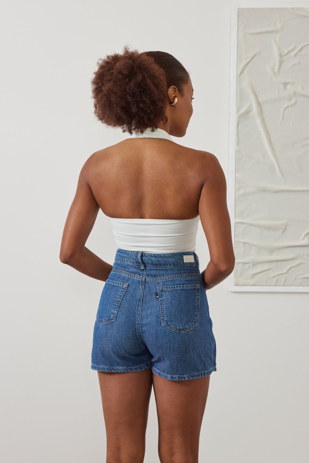 dz6892 sen shorts saia jeans feminino curto cintura alta costas 6