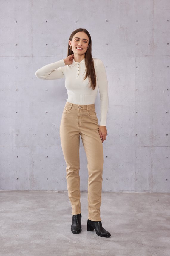 Calça Jeans Feminina Mom Fit Alongada Tradicional Cintura Alta - DZ21512