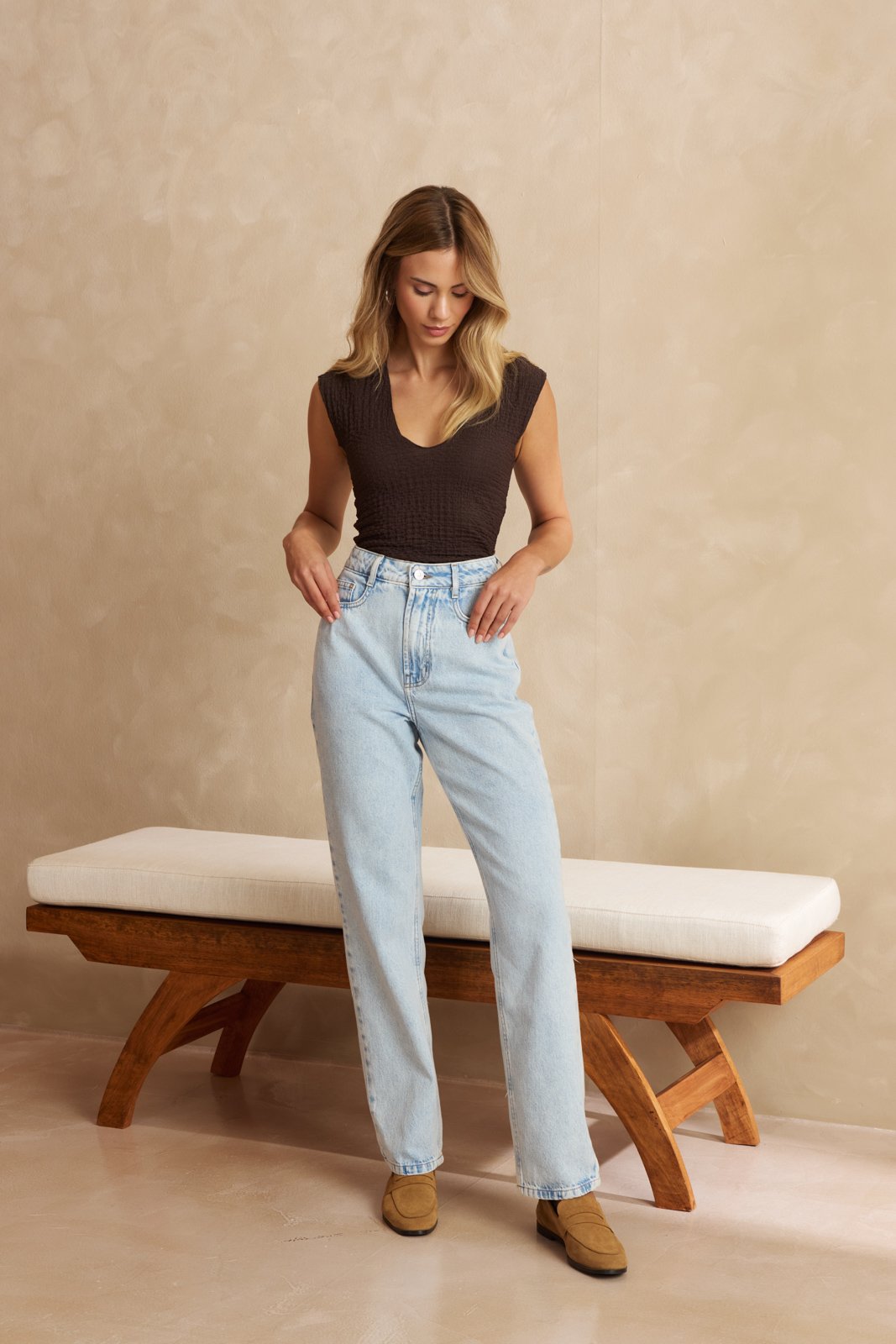 dz21582 alg calca jeans feminina reta tradicional cintura alta frente 1
