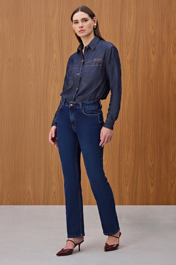 Calça Feminina Amsterdam Reta Cintura Alta Tradicional - IDX20252