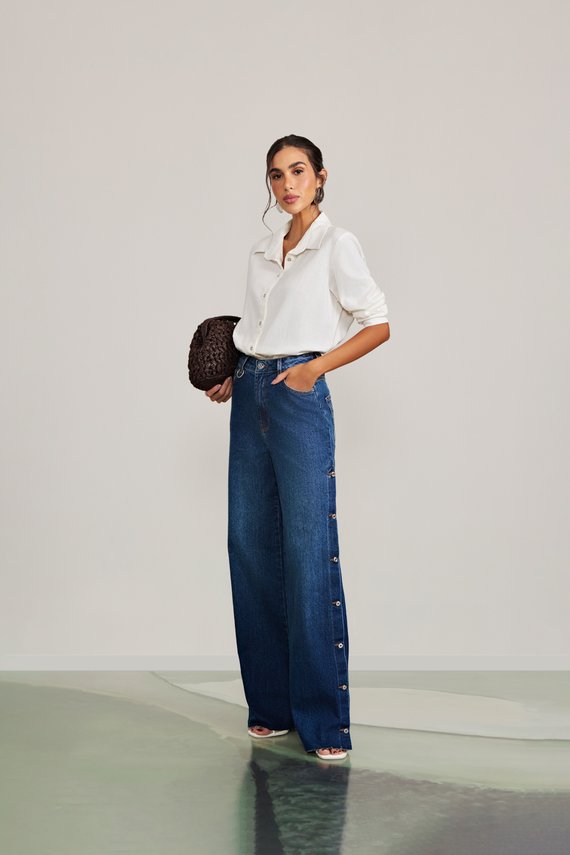 Calça Feminina Munique Wide Leg Fit Cintura Media Tradicional - IDX20498