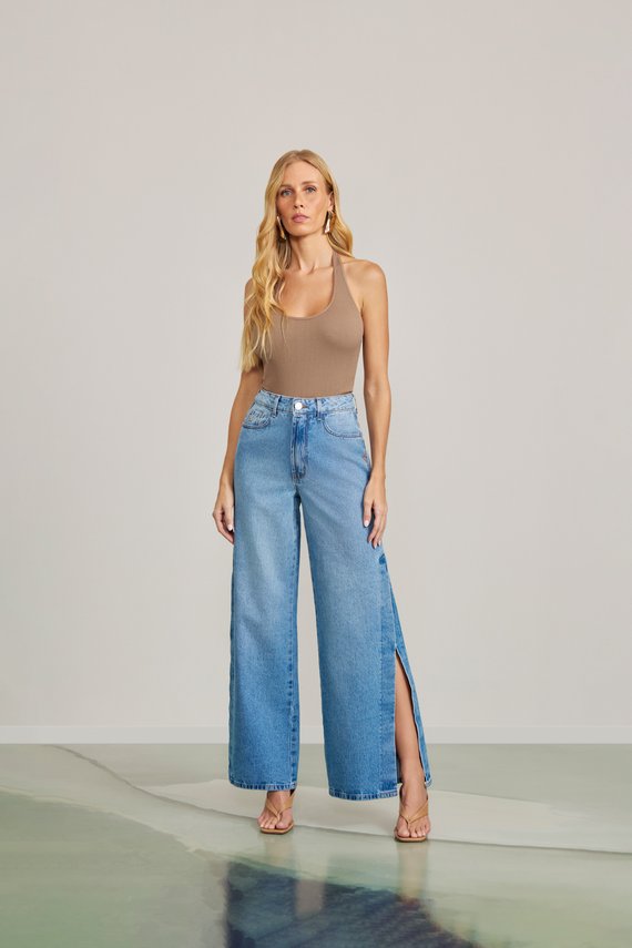 Calça Feminina Munique Wide Leg Cintura Alta Tradicional - IDX20493