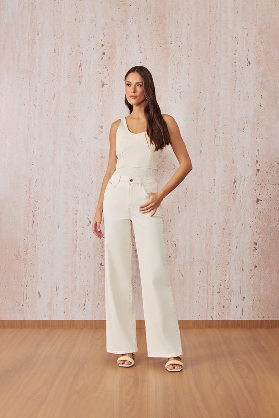 Calça Feminina Munique Wide Leg Fit Cintura Alta - IDX20457