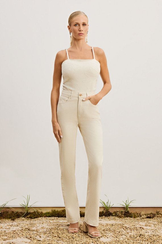Calça Feminina Amsterdam Reta Cintura Alta Tradicional - IDX20365